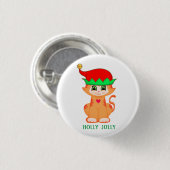 Kittige Kabouter Kerstmis Ronde Button 3,2 Cm (Voorkant /achterkant)