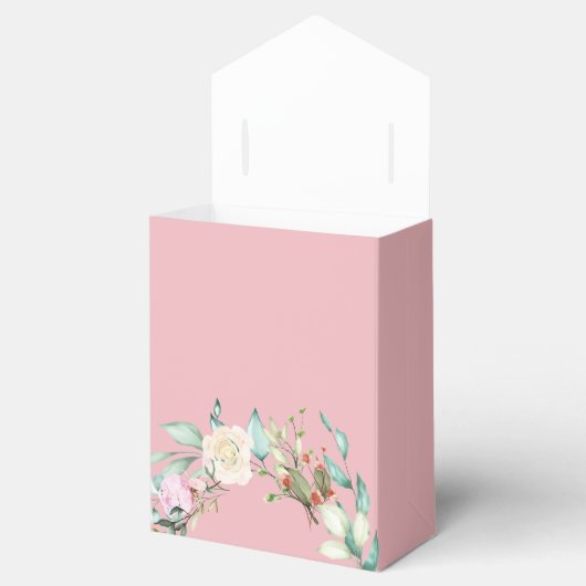 Kittige script monogram roze bloemen  bedankdoosjes (Geopend)