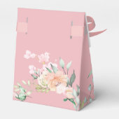 Kittige script monogram roze bloemen  bedankdoosjes (Achterkant)
