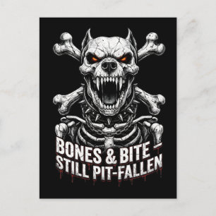 Kittige Skeleton Bulldog Gotische Schedel Briefkaart