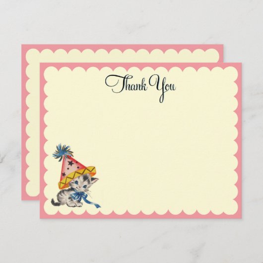 Kitty Anniversaire | Cartes plates de remerciem (Devant / Derrière)