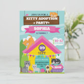Kitty Birthday Invitation / Girl Kitten Party (Debout devant)