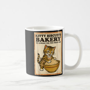Kitty biscuits bakkerij grappige kat kneedt deeg m koffiemok