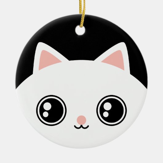 Kitty blanc mignon et ornement bilatéral noir de (Devant)