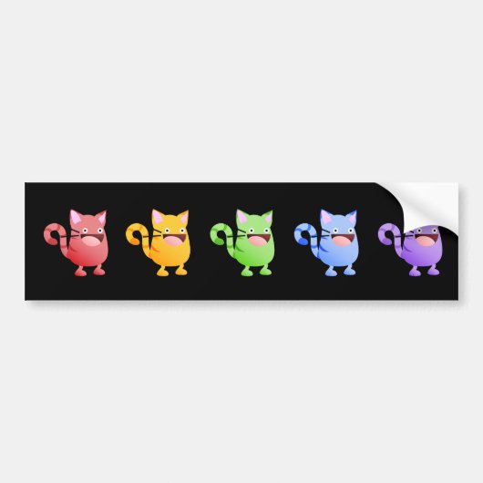 Kitty Bounce Regenboog Sticker (Voorkant)