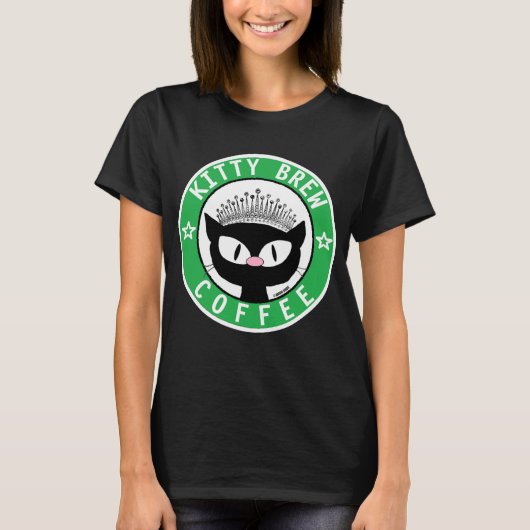 KITTY BREW CAFÉ LOGO Caricature noir T-shirt Chat (Devant)