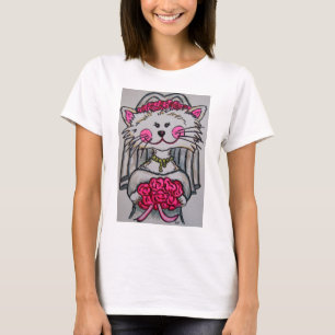 Kitty Bride être Tshirt avec Arrière - plan blanc