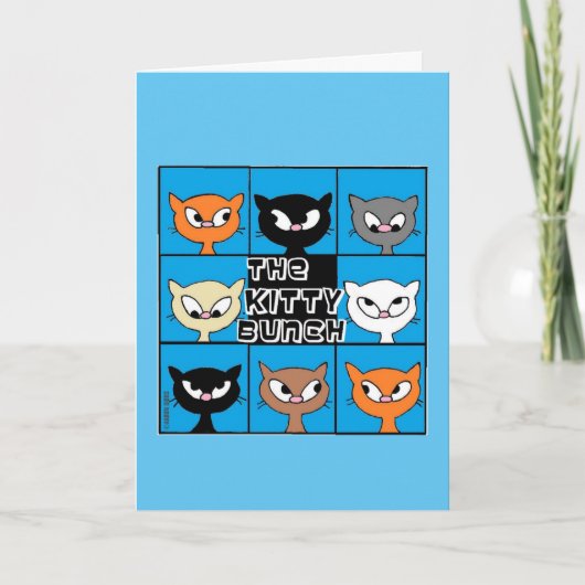 Kitty Bunch Pop Art mignonne Chat Carte d'annivers (Devant)