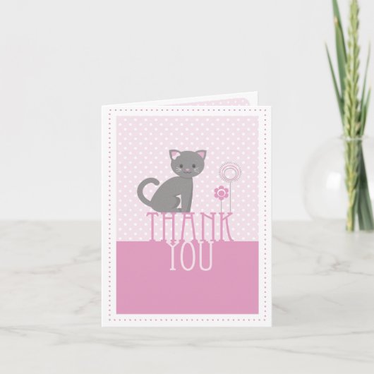 Kitty - Carte de remerciements rose (Devant)