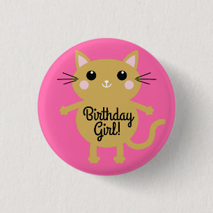 Kitty Cat Birthday Party Kinder Ronde Button 3,2 Cm