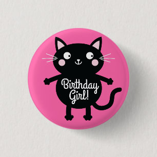 Kitty Cat Birthday Party Kinder Ronde Button 3,2 Cm