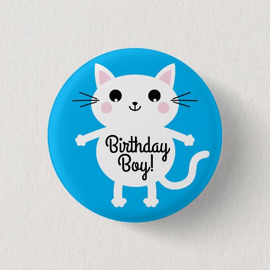 Kitty Cat Birthday Party Kinder Ronde Button 3,2 Cm (Voorkant)
