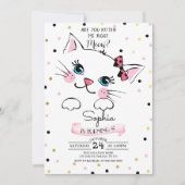 Kitty Cat Birthday Uitnodiging (Voorkant)