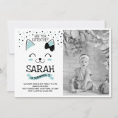 Kitty Cat Birthday Uitnodiging met foto (Voorkant)