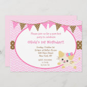 Kitty Cat Birthday-uitnodigingen Kaart (Voorkant / Achterkant)