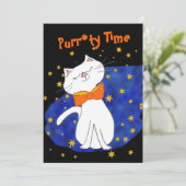 Kitty Cat Blue Sterrennacht met gouden sterren Kaart (Staand voorkant)