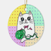 Kitty Cat Breien met Garens Keramisch Ornament (Links)