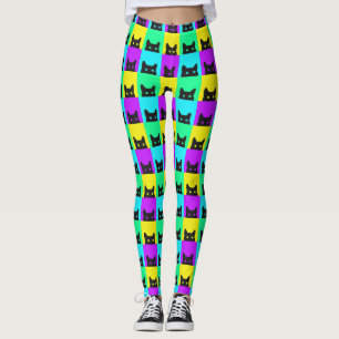 Kitty Cat Colorful Block Leggings