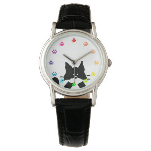Kitty Cat Covering Mouth met Paws as Numbers Horloge