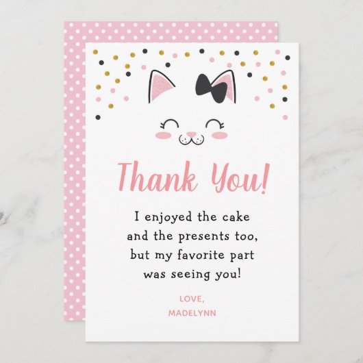 Kitty Cat Dank je wel kaarten (Voorkant / Achterkant)