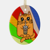 Kitty Cat drink Boba Tea Keramisch Ornament (Rechts)