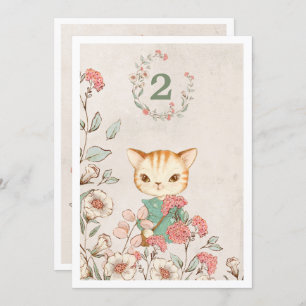 Kitty Cat Floral Girly 2e verjaardag Kaart