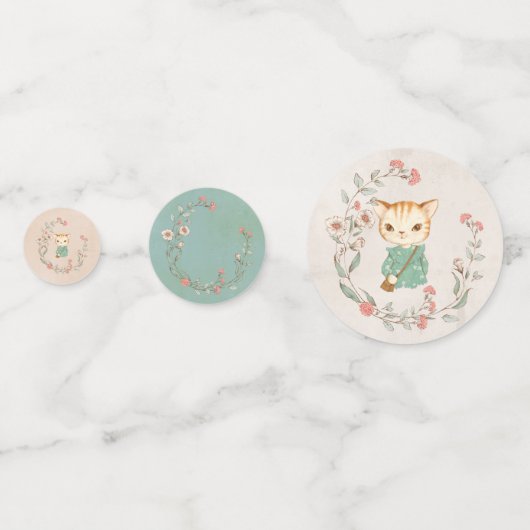 Kitty Cat Floral Girly Kitten Confetti (Voorkanten)