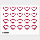 Kitty cat hart stickers - rode achtergrond (Vel)