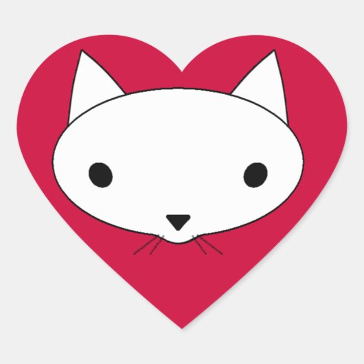 Kitty cat hart stickers - rode achtergrond (Voorkant)