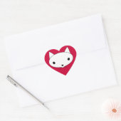 Kitty cat hart stickers - rode achtergrond (Envelop)