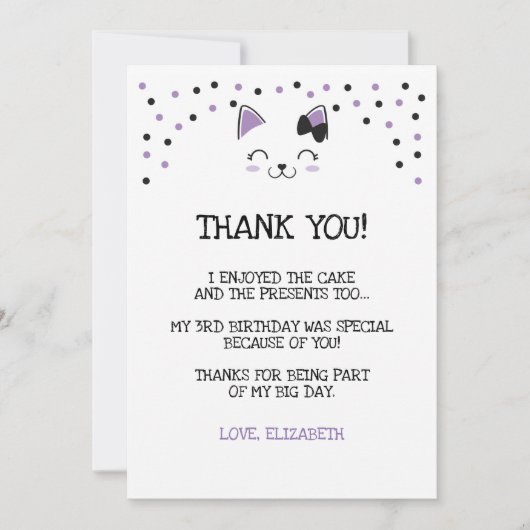 Kitty Cat Hartelijk dank Kaart (Voorkant)