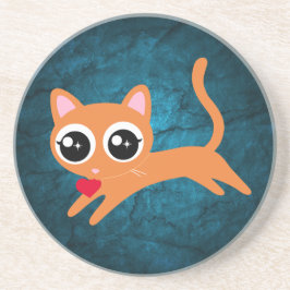 Kitty Cat Heart Thief Cute Gift voor meisje Zandsteen Onderzetter