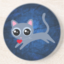 Kitty Cat Heart Thief Cute Gift voor meisje Zandsteen Onderzetter