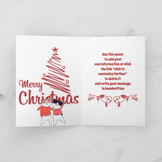 Kitty Cat Kerstvakantie Groeten Kaart (Binnen)