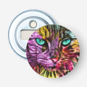 Kitty Cat Kitten Artsy Design Button Flesopener