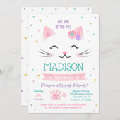 Kitty Cat Kitten Invitations pour l'anniversaire d (Devant / Derrière)