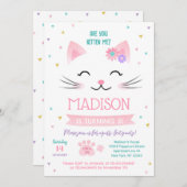 Kitty Cat Kitten Invitations pour l'anniversaire d (Devant / Derrière)