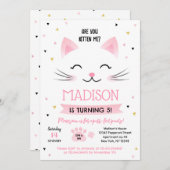 Kitty Cat Kitten Invitations pour l'anniversaire d (Devant / Derrière)