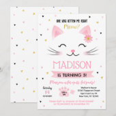 Kitty Cat Kitten Invitations pour l'anniversaire d (Devant / Derrière)
