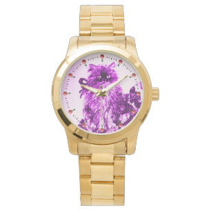 KITTY CAT/KITTEN MET PAARSE ROZEN White Horloge