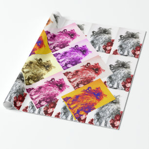 KITTY CAT/KITTEN MET RODE ROSEN CADEAUPAPIER