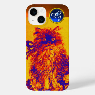 KITTY CAT, KITTEN YELLOW BLUE ROZEN Gem Monogram Case-Mate iPhone 14 Hoesje