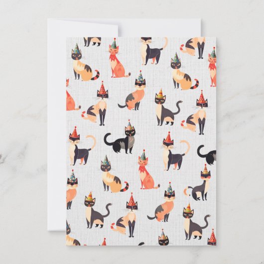 Kitty Cat Laten we Paw-ty Verjaardag Kaart (Achterkant)