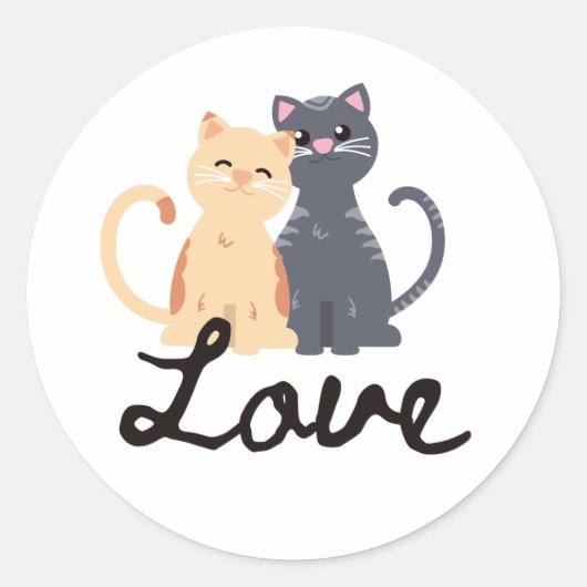 Kitty Cat Love Ronde Sticker (Voorkant)