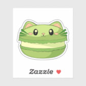 Kitty Cat Matcha Macaron Sticker (Vel)