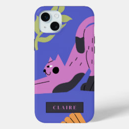 Kitty Cat & Matisse bladeren iPhone 15 Mini Hoesje