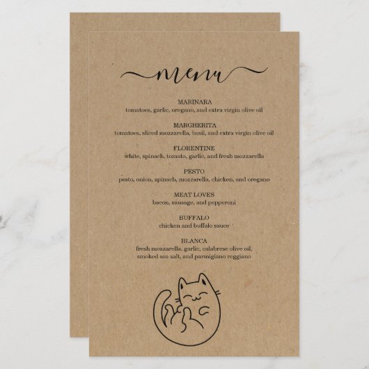 Kitty Cat Menu (Voorkant / Achterkant)