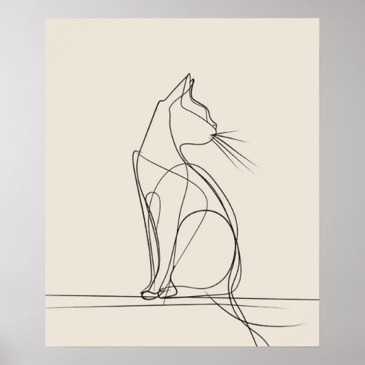 Kitty Cat minimalistische lijnkunst Poster (Voorkant)