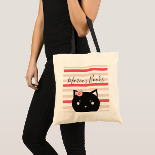Kitty Cat Name Library Books Tote Bag