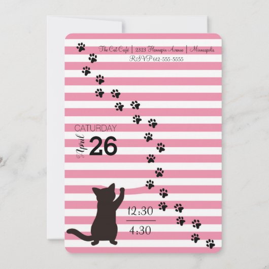Kitty Cat Party Anniversaire Invitation (Dos)